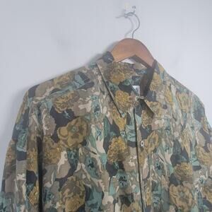 GOOUCH Button Up Shirt Mens L Silk Long Sleeve Vintage Style Floral